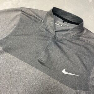 Nike Golf Polo Shirt Men's L Gray DriFit Fly Swing Snap Blade Collar Performance